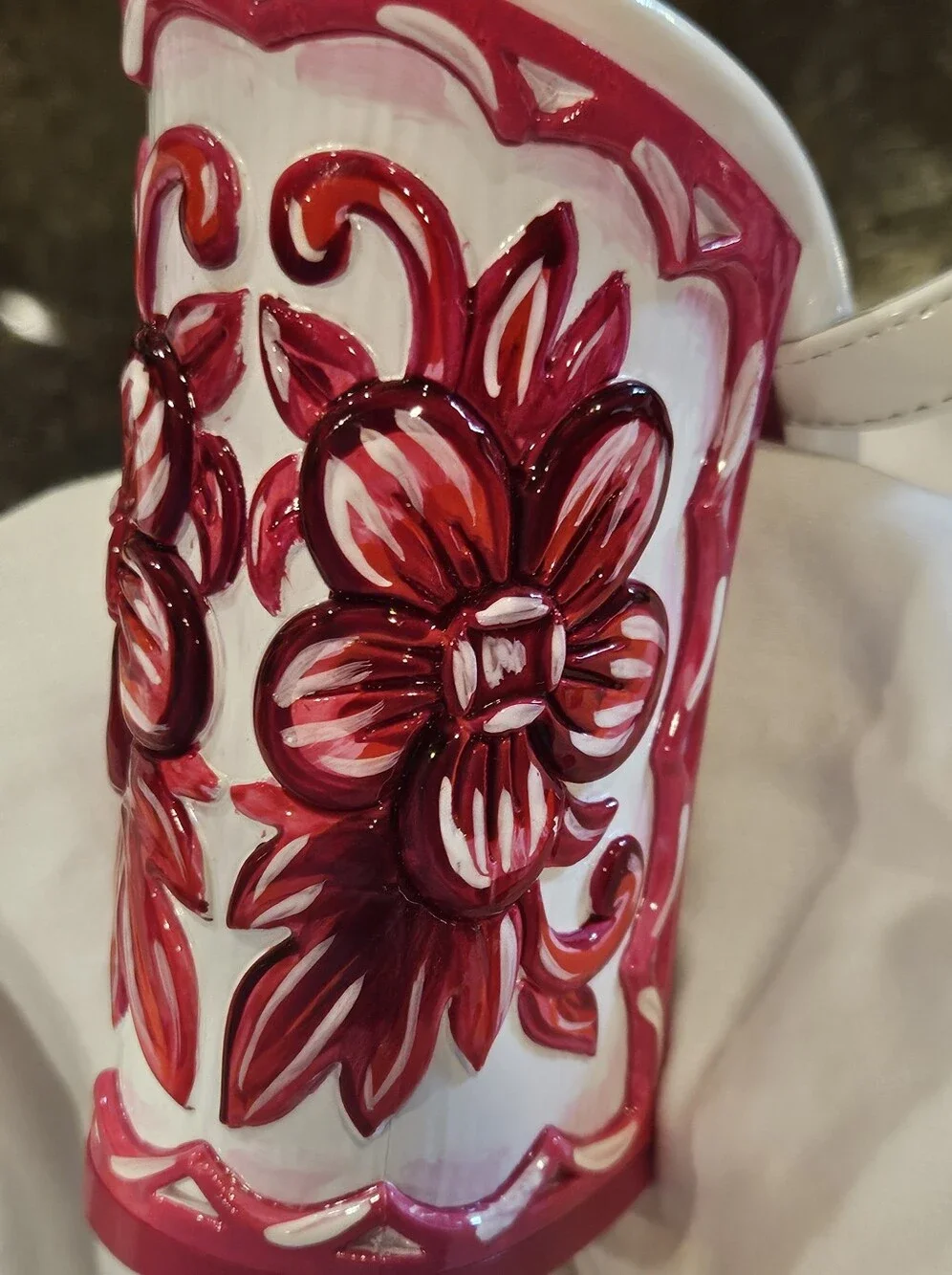 Dolce & Gabbana Size 38.5 (Size 8) White Sandals with Fuchsia Gem Accents